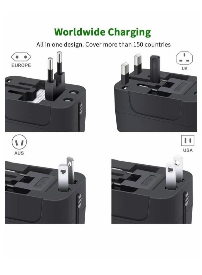 CE Universal Travel Adapter Worldwide Plug Adaptor, International Power Adapter with 2 USB Ports All in One Travel Adaptor Multi USB Wall Charger for European USA UK EU AUS  - Image 2