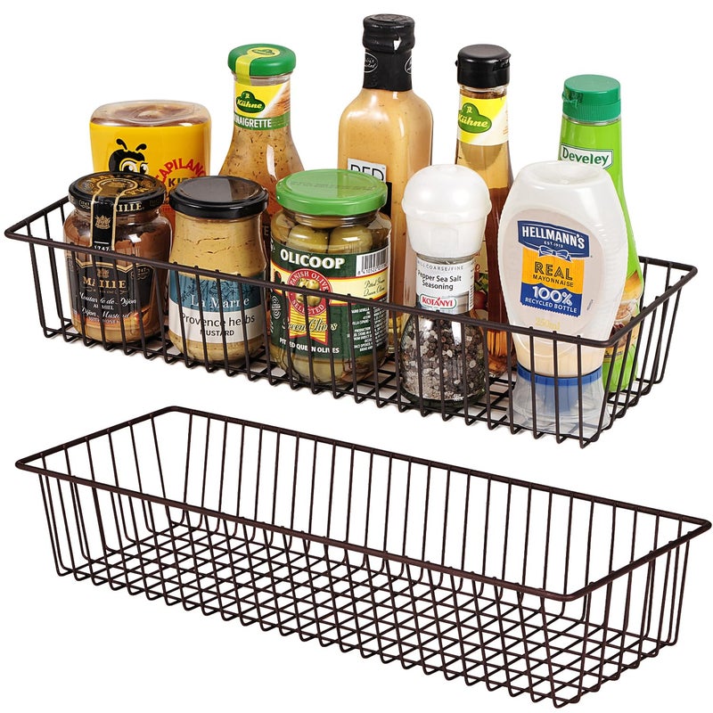 SheeChung Farmhouse Decor Metal Wire Storage Organizer Bin Basket(2 Pack) - Rustic Toilet Paper Holder - Home Storage Organizer for Bathroom, kitchen cabinets,Pantry, Laundry Room, Closets, Garage (Bronze) - Image 1