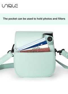 Unique Camera Case Compatible with Instax Mini 12, Protective Case PU Leather Bag with Pocket and Adjustable Shoulder Strap (Mint Green)  - Image 5