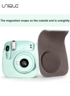 Unique Camera Case Compatible with Instax Mini 12, Protective Case PU Leather Bag with Pocket and Adjustable Shoulder Strap (Mint Green)  - Image 4