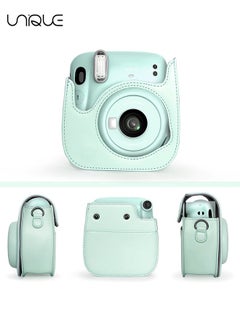 Unique Camera Case Compatible with Instax Mini 12, Protective Case PU Leather Bag with Pocket and Adjustable Shoulder Strap (Mint Green)  - Image 2