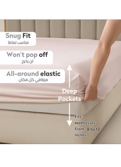 Donetella Bedding Fitted Sheet - Fits 90x190 Cm Bed For Single Bed 2 Pcs (1 Fitted Sheet and 1 Pillowcase) - 30 Cm Deep Pocket - Solid Bed Sheet  - Image 2