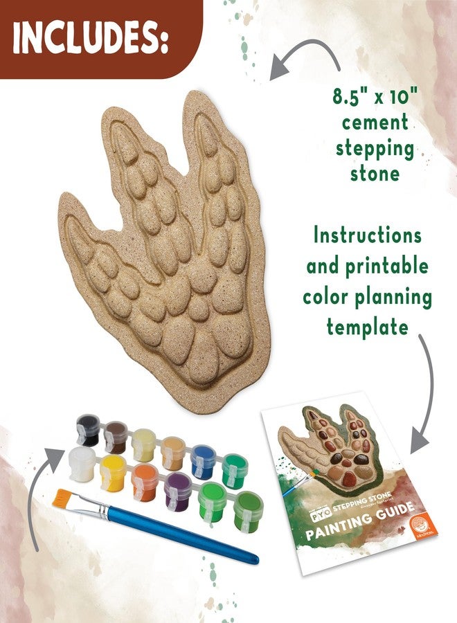 MindWare Paint Your Own Stepping Stone: Dinosaur Footprint - Weather-Resistant 8.5-inch x 10-inch Stepping Stones Kids Craft Kit - Includes Paint, Brushes and Instructions - Ages 8 and Up - Image 2