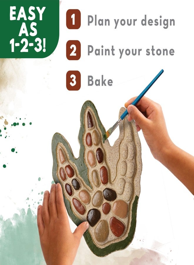 MindWare Paint Your Own Stepping Stone: Dinosaur Footprint - Weather-Resistant 8.5-inch x 10-inch Stepping Stones Kids Craft Kit - Includes Paint, Brushes and Instructions - Ages 8 and Up - Image 3