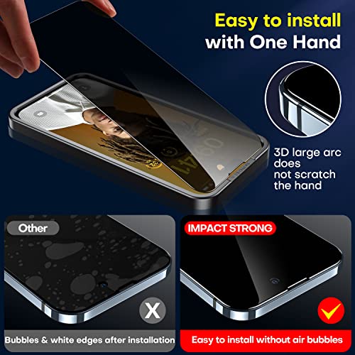 ImpactStrong Privacy Glass Screen Protector for iPhone 14 Pro [6.1 Inch] Anti-Scratch Tempered Glass Screen Protectors with [Easy Install Kit] [9H Hardness], Case Friendly - 2 Pack - Image 4