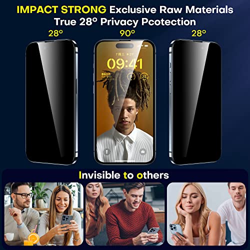 ImpactStrong Privacy Glass Screen Protector for iPhone 14 Pro [6.1 Inch] Anti-Scratch Tempered Glass Screen Protectors with [Easy Install Kit] [9H Hardness], Case Friendly - 2 Pack - Image 5