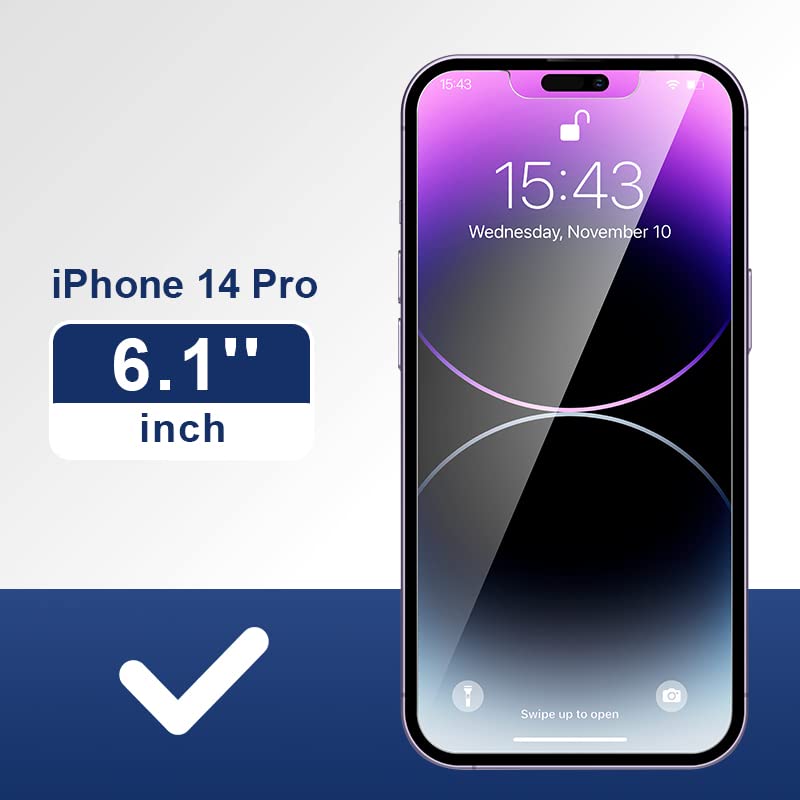 ImpactStrong Privacy Glass Screen Protector for iPhone 14 Pro [6.1 Inch] Anti-Scratch Tempered Glass Screen Protectors with [Easy Install Kit] [9H Hardness], Case Friendly - 2 Pack - Image 2