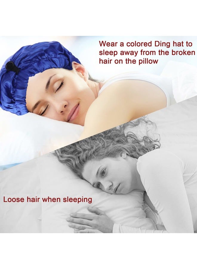 TCOTBE 3 Pcs Foldable Extra Long Sleeping Caps Soft Stain Satin Hair Braid Bonnet with Button Comfortable Single Lay Hair Covers Long Braids Bonnet for Women with Long Hair Deadlocks Curly Hair Blue, - Image 5