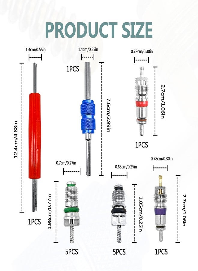 Vrasly 102Pcs Air Conditioning Valve Core - Valve Cores Accessories A/C R12 R134a Accessories Kit, Automotive Air Conditioning Refrigeration Tire Valve Stem Cores Repair Tool Assortment Kit - Image 2