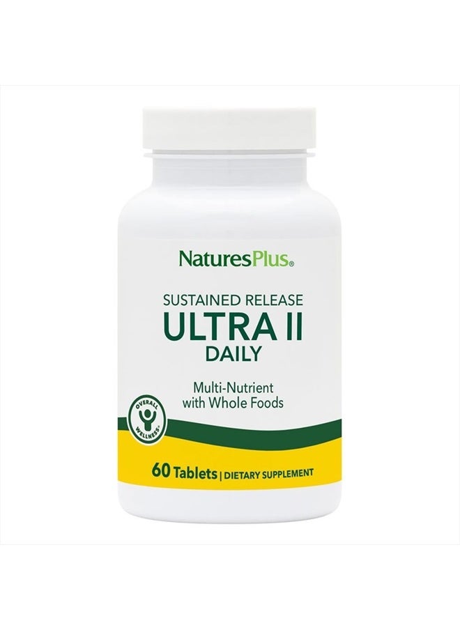Natures Plus - NaturesPlus Ultra II Multivitamin, Sustained Release - 60 Vegetarian Tablets - Daily Whole Food Vitamin & Mineral Supplement for Overall Health - Natural Energy Booster - 60 Servings - Image 1