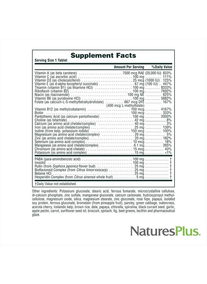 Natures Plus - NaturesPlus Ultra II Multivitamin, Sustained Release - 60 Vegetarian Tablets - Daily Whole Food Vitamin & Mineral Supplement for Overall Health - Natural Energy Booster - 60 Servings - Image 1