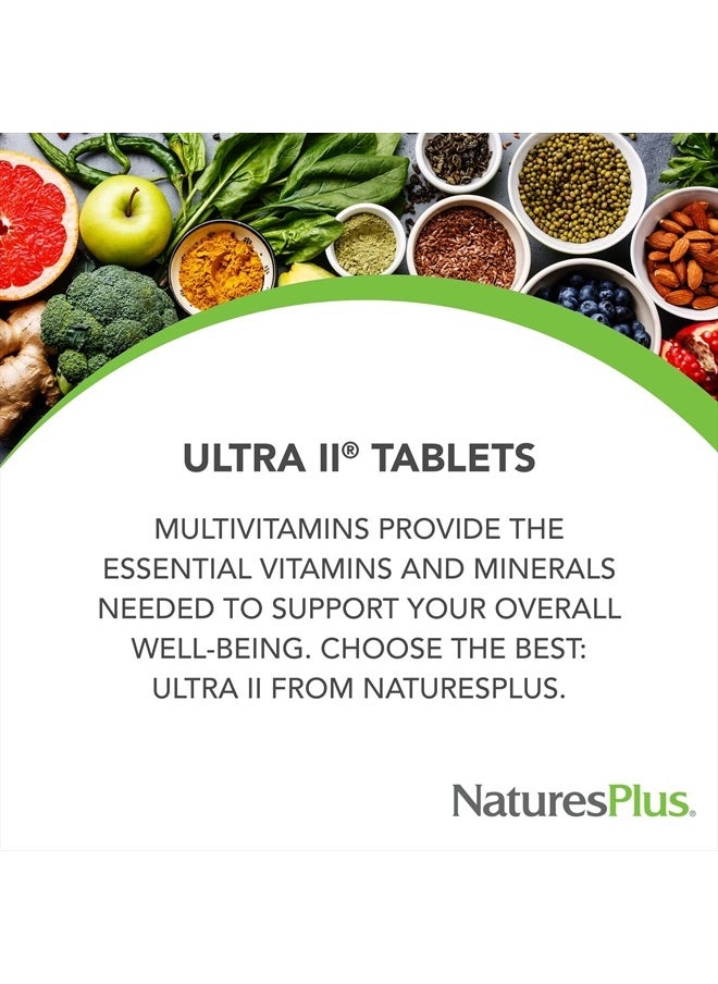 Natures Plus - NaturesPlus Ultra II Multivitamin, Sustained Release - 60 Vegetarian Tablets - Daily Whole Food Vitamin & Mineral Supplement for Overall Health - Natural Energy Booster - 60 Servings - Image 1
