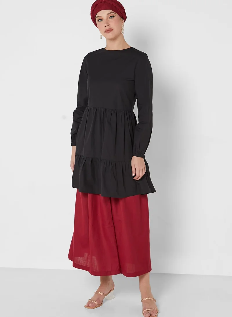 Khizana Wide Waistband Detail High Waist Skirt