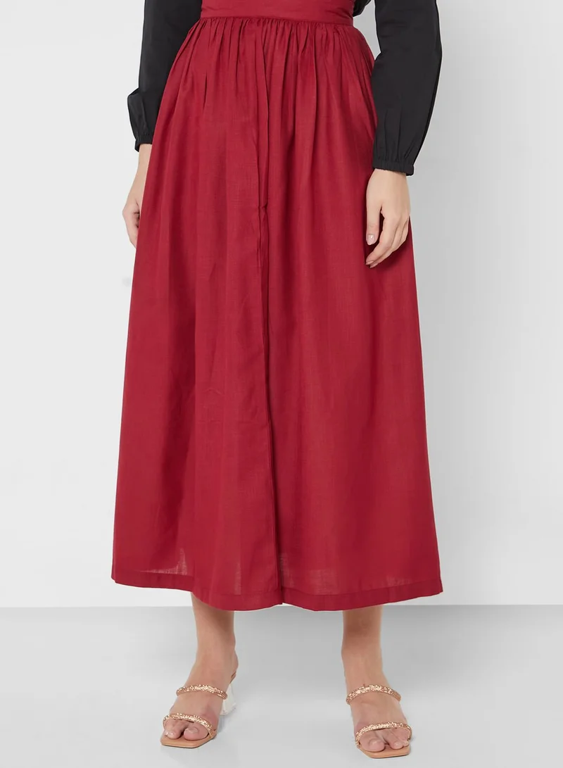 Khizana Wide Waistband Detail High Waist Skirt