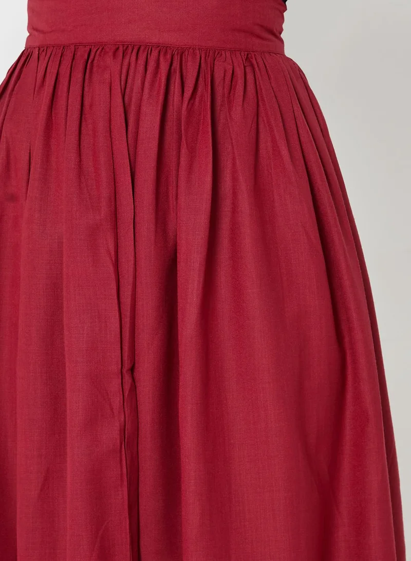 Khizana Wide Waistband Detail High Waist Skirt