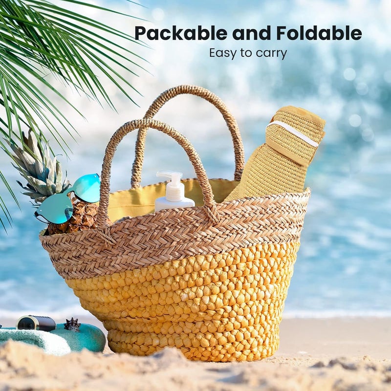 Simplicity Sun Hats for Women Fashionable Womens Wide Brim Hat Roll-up Straw Sun Visor Hat - Image 5