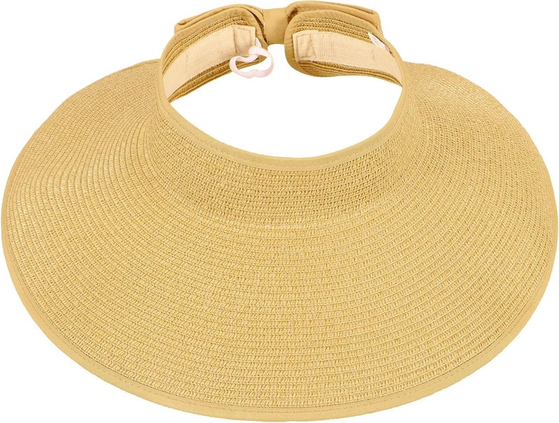 Simplicity Sun Hats for Women Fashionable Womens Wide Brim Hat Roll-up Straw Sun Visor Hat - Image 1