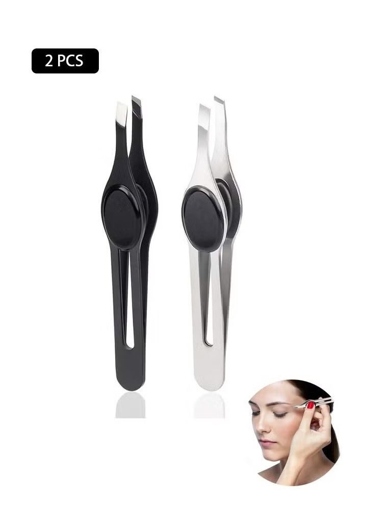 Eyebrow Tweezers Eyebrow Pluckers Professional Non-Slip Grip Tip , Stainless Steel Precision Pointed Splinter Removal Tool - Image 1