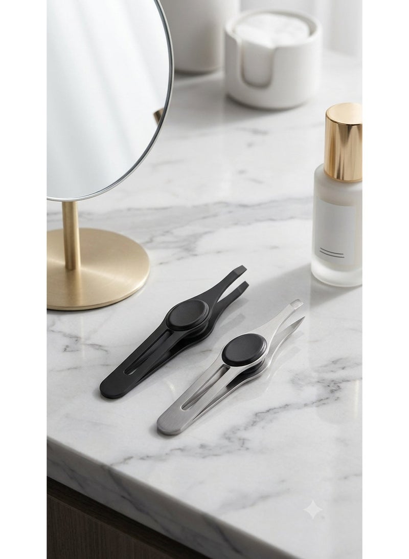 Eyebrow Tweezers Eyebrow Pluckers Professional Non-Slip Grip Tip , Stainless Steel Precision Pointed Splinter Removal Tool - Image 3