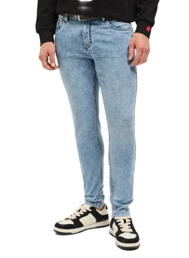Men's Light Blue with Light Fade Mid-Rise Skinny Fit Jeans Classic Comfort With Modern Style, Perfect For Everyday Casual Looks And Effortless Streetwear Vibes