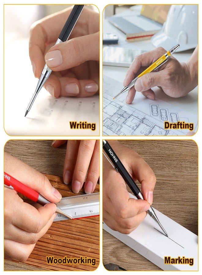 Enhon 3 Pcs 2mm Mechanical Carpenter Pencil Set with 36 Marker Refills and Sharpener, Woodworking Marking Tool Solid Deep Hole Construction Pencil, Extended Needle-Nose Tip for Use in Jobs - Image 5