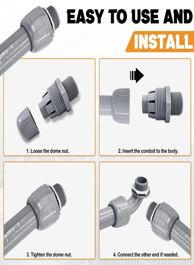 Wocloer 1 Inch PVC Liquid Tight Connector Fittings, 6 Pack Straight Couplings - Image 5