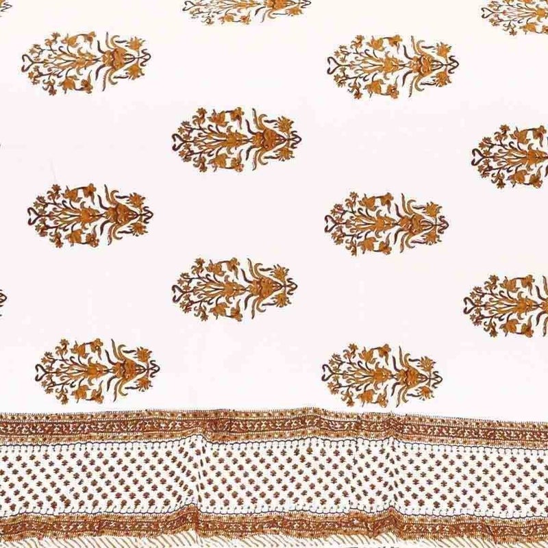 Little India لحاف مزدوج من القطن بتصميم زهور بني - بني - Image 4