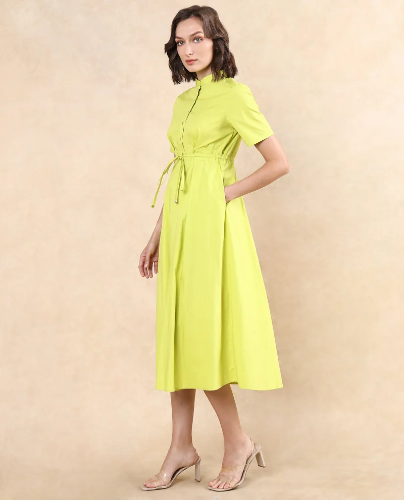 ريريزم Women's Mandarin Collar Button Closure Dress