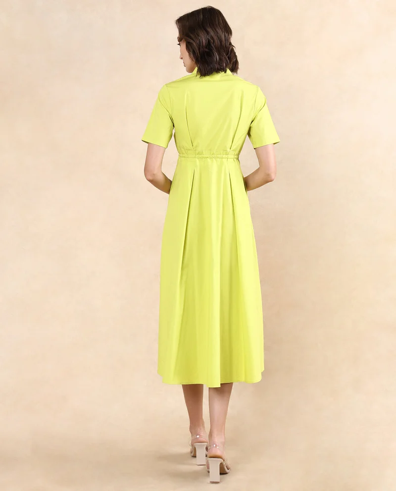 ريريزم Women's Mandarin Collar Button Closure Dress