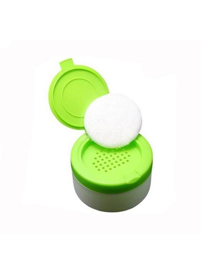 XINGZI 1Pcs ABS Empty Refillable Baby Talcum Powder Box with Green Lid Sifter and Powder Puff Baby Skin Care Powder Case Loose Powder Jar Container Bottle Holder for Baby After-Bath - Image 3