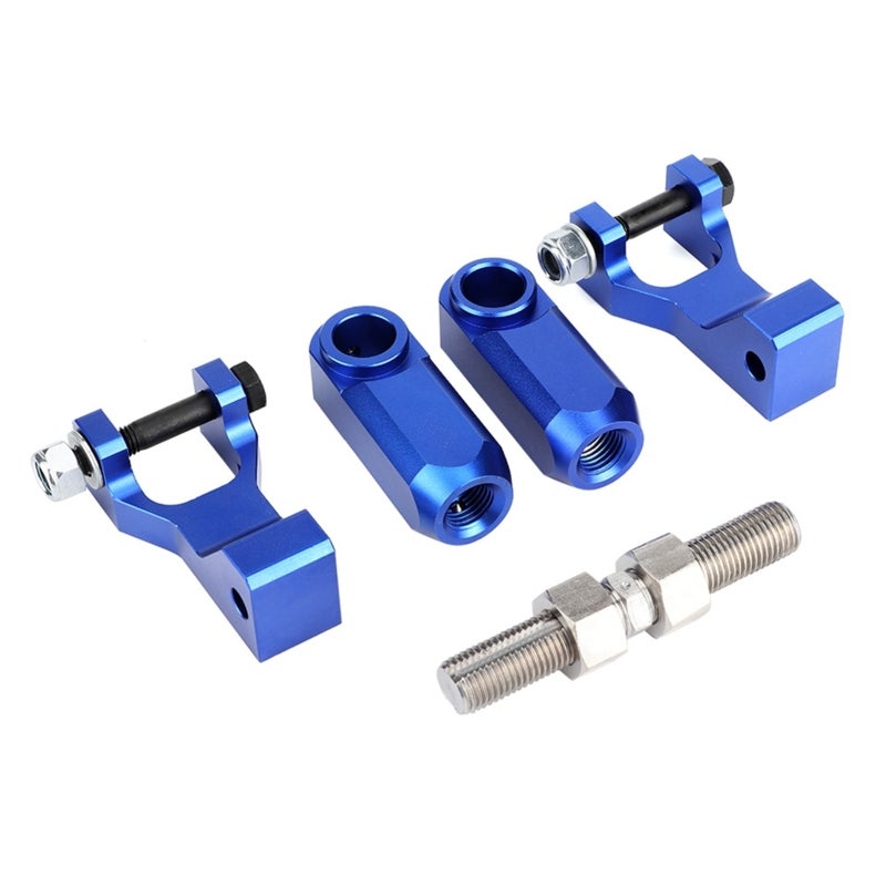 ATV Front Rear Lowering Kit Blue Aluminum - 3.5in Front Drop 2in Track Widening - Adjustable Rear 1in to 4in Lower for Flat Track Drag Racing Trail Riding - Image 1
