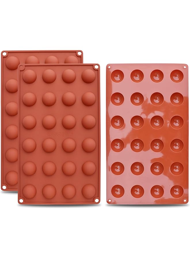 S-TOP Mini 24-Cavity Semi Sphere Silicone Mold, 3 Packs Baking Mold for Making Chocolate, Cake, Jelly, Dome Mousse-Pay Atenntion to the Size - Image 1