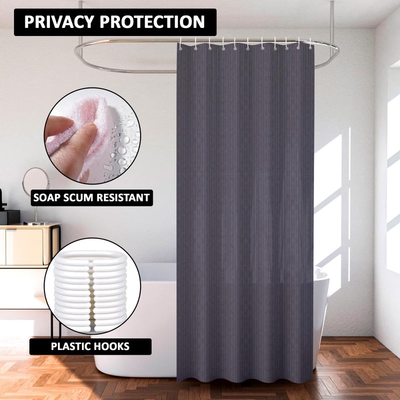 Kuber Industries (Pack of 3) Shower Curtain | 7 Feet | PVC Waterproof Window Curtain | Bathroom Shower Curtain | AC Curtains | Curtains for Bathtub | 8 Rings Curtain | Lining | Grey - Image 4