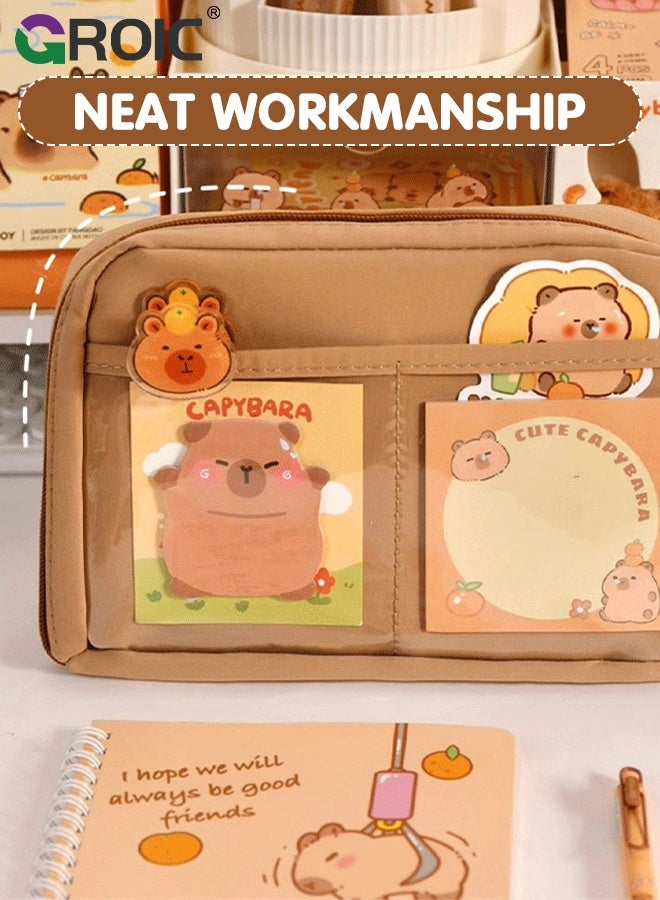 GROIC School Stationary Kit, Capybara Pencil Case, Upgraded Thickened Cute Animal Stationery Box, Durable Pen Organizer for Kids, Large Capacity School Supplies Storage Bag,Dirt-Resistant Pencil Case - Image 5