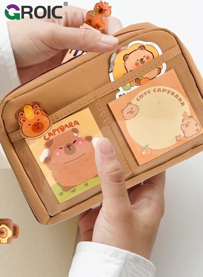 GROIC School Stationary Kit, Capybara Pencil Case, Upgraded Thickened Cute Animal Stationery Box, Durable Pen Organizer for Kids, Large Capacity School Supplies Storage Bag,Dirt-Resistant Pencil Case - Image 4