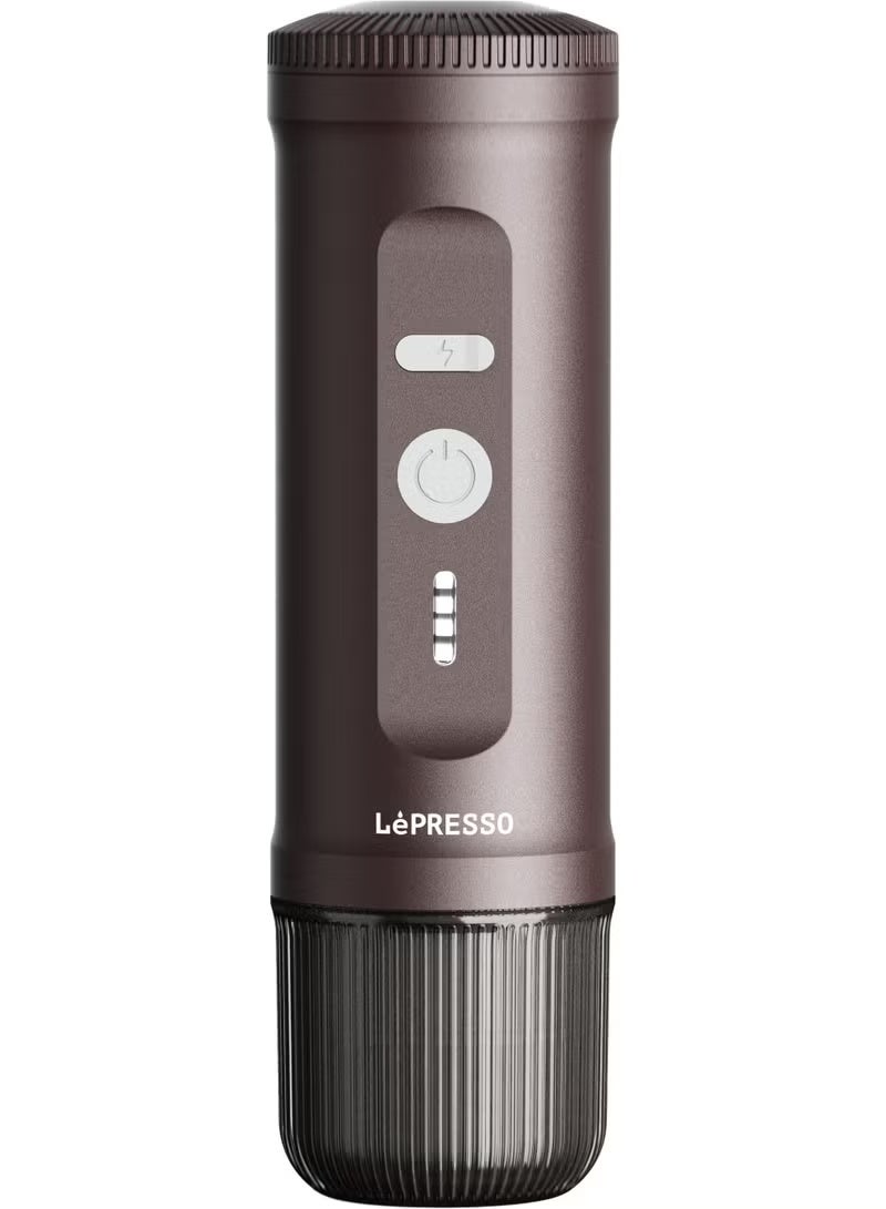 ليبرسو ماكينة صنع الإسبريسو المحمولة 2 في 1 مع توافق الكبسولات والمسحوق / ضغط 20 بار / بطارية مدمجة / وظيفة التسخين / تحضير سريع / حجم صغير - بني - Image 1