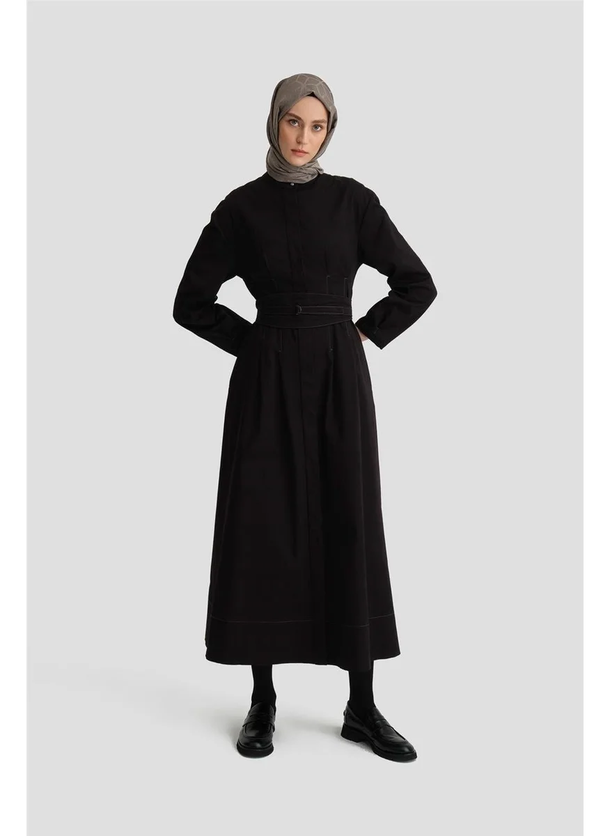 ARMINE Belt Detailed Gabardine Dress 24K9915 Black