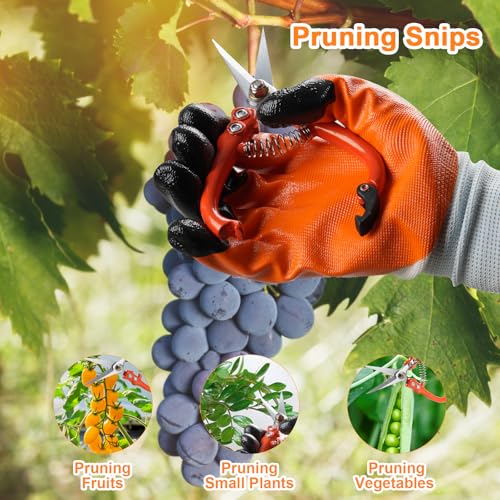 Cor cordium 6Pcs Pruning Shears Set with Bypass Pruning Shears, Garden Scissors, Pruning Snips,Saw,Gloves,Storage Bag,Handheld Garden Shears Set for Plant - Image 4