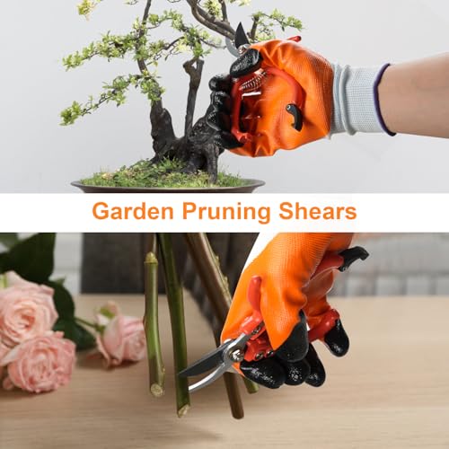 Cor cordium 6Pcs Pruning Shears Set with Bypass Pruning Shears, Garden Scissors, Pruning Snips,Saw,Gloves,Storage Bag,Handheld Garden Shears Set for Plant - Image 3