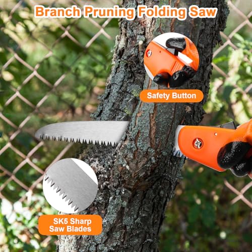 Cor cordium 6Pcs Pruning Shears Set with Bypass Pruning Shears, Garden Scissors, Pruning Snips,Saw,Gloves,Storage Bag,Handheld Garden Shears Set for Plant - Image 5