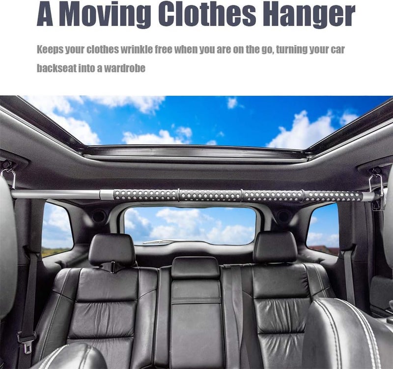 MICTUNING Car Clothes Hanger Bar Expandable 36 to 65 inches Retractable Vehicle Cloth Rack Hanger Rod for Car Truck RV SUV Road Travel - Coat Hanger Hold up to 60lbs - Image 2