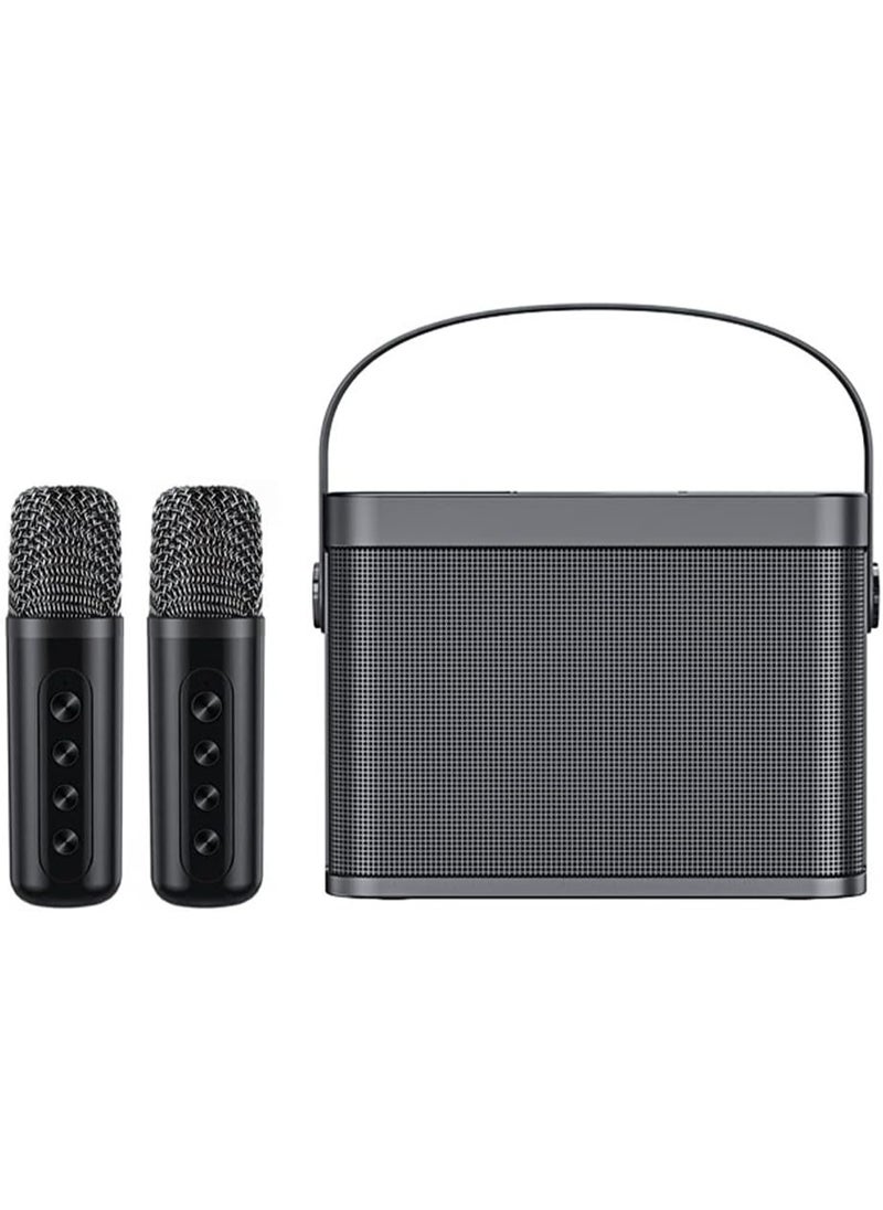 YS YS-219 Bluetooth Karaoke Speaker with Dual Wireless Microphones – Portable Outdoor Mobile Sound System with Deep Bass, Vocal Effects, USB/TF Support, Ideal for Parties and Events Black  - Image 1