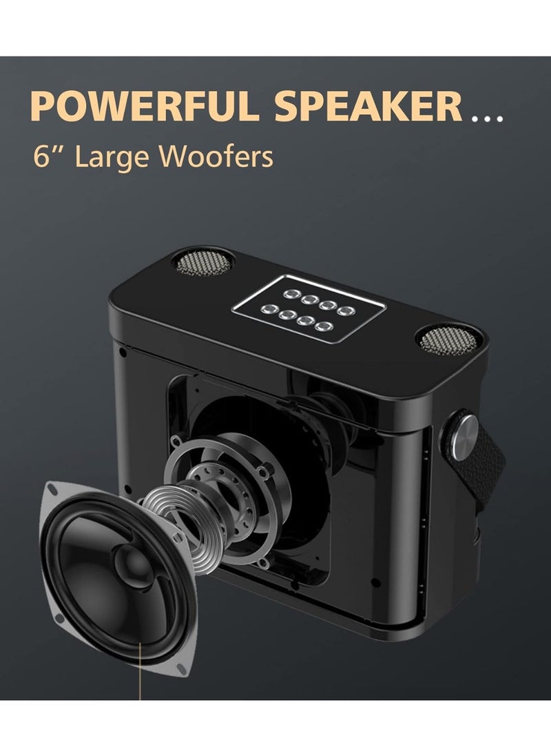 YS YS-219 Bluetooth Karaoke Speaker with Dual Wireless Microphones – Portable Outdoor Mobile Sound System with Deep Bass, Vocal Effects, USB/TF Support, Ideal for Parties and Events Black  - Image 3