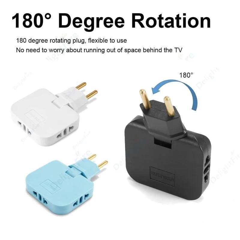 SHARK WAVE ™ 3 مقبس كهربائي | محول حائط دوار وقابل للطي 3 في 1 | مقبس حائط ذكي أنيق ونحيف للغاية بزاوية 180 درجة | مقبس كهربائي موفر للمساحة خلف الأريكة، السرير، التلفاز (أزرق) - Image 2