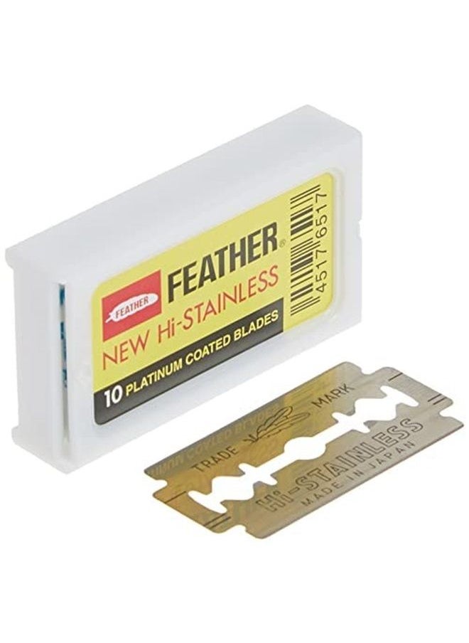 Feather Double Edge Safety Razor Blades - (50 Count) - Platinum Coated Hi-Stainless Steel Razor Blades - Fits Most Safety Razors - Super Sharp for Close Shaves - Made in Japan  - Image 1