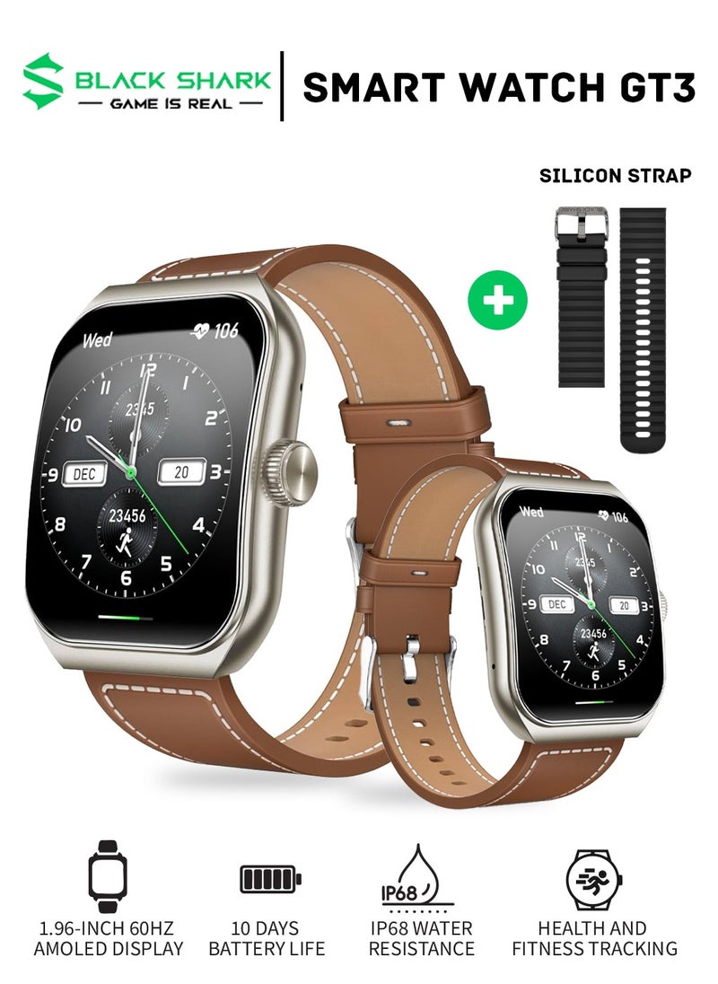 BLACK SHARK - Smart GT3 Smartwatch 1.96 AMOLED Display,100+ Sports Modes,Up to 10-Day Battery, Bluetooth Calling With ENC & IP68 Water Resistant - Silver - Image 1