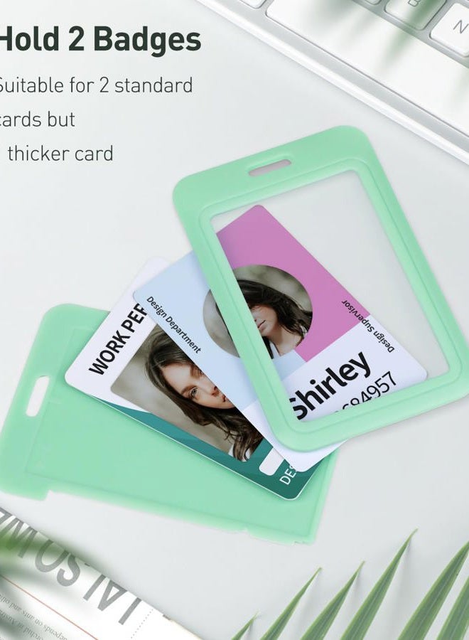Uniclife 3 Pack Sliding ID Badge Holder Vertical Hard Plastic Case with Clear Window Light-green Card Protector Pouch for Office School ID Credit Cards Proximity Key Cards Driver's Licenses and Passes - Image 2