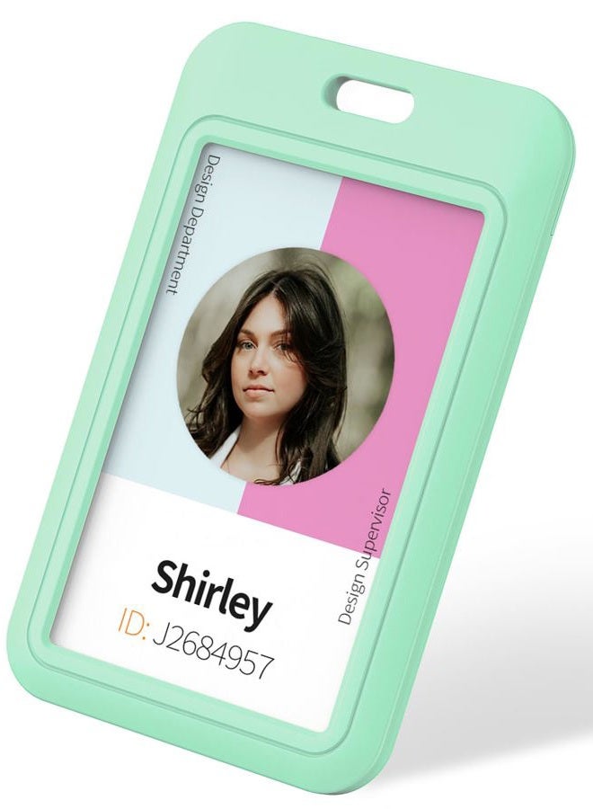 Uniclife 3 Pack Sliding ID Badge Holder Vertical Hard Plastic Case with Clear Window Light-green Card Protector Pouch for Office School ID Credit Cards Proximity Key Cards Driver's Licenses and Passes - Image 1