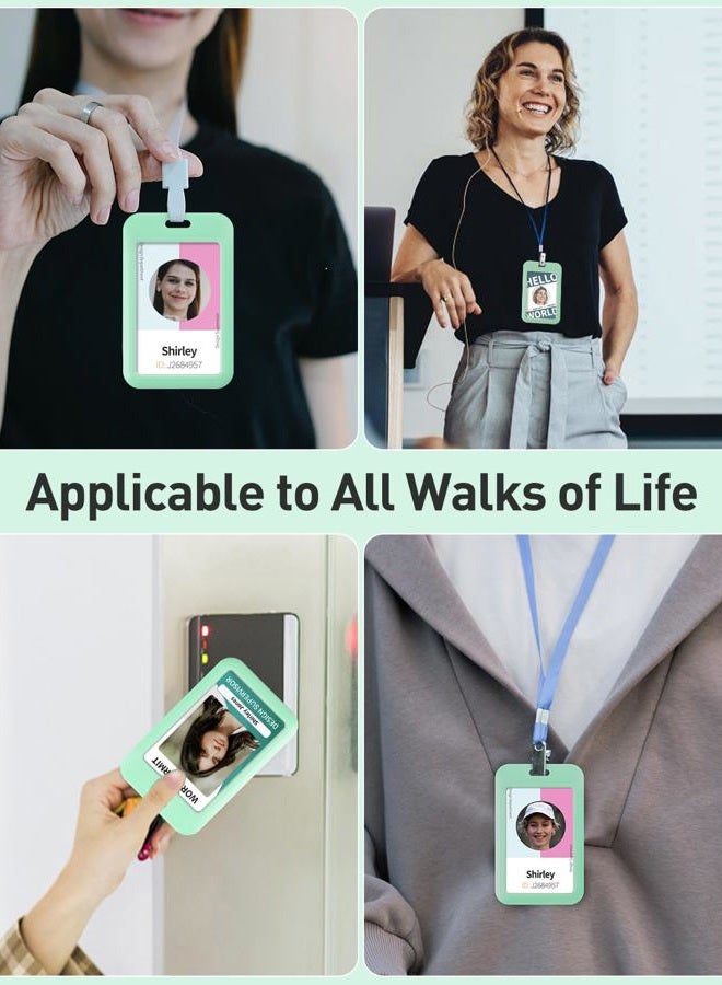 Uniclife 3 Pack Sliding ID Badge Holder Vertical Hard Plastic Case with Clear Window Light-green Card Protector Pouch for Office School ID Credit Cards Proximity Key Cards Driver's Licenses and Passes - Image 5