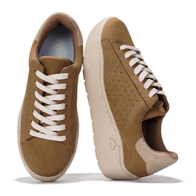 Project Cloud Platform Sneakers for Women â€“ Lightweight Womens Sneakers with Memory Foam Insole â€“ Non Slip Lace-Up Womens Shoes â€“ Perfect Spring Shoes for Women 2026 (Bossy-1, TAN, 9) - Image 1
